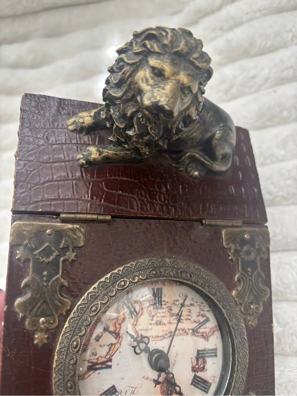 Vintage-Style Brown Decorative Box w/Antique Brass Accents Final Sale
